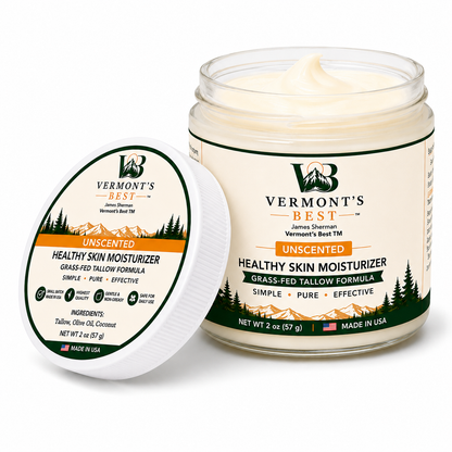 Grass-Fed Tallow Moisturizer - Unscented, 2oz jar with new label