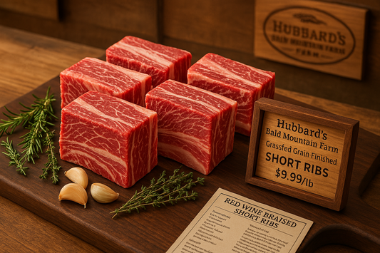 Hubbard's Bald Mountain Farm Grassfed Grain Finished Short Ribs - $9.99/lb