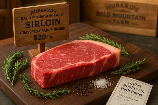 Hubbard's Bald Mountain Farm Sirloin Grassfed Grain Finished - $20/lb