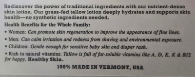 Vermont's Best Tallow Skin Lotion, Family-Safe Moisturizer, Made in USA $27