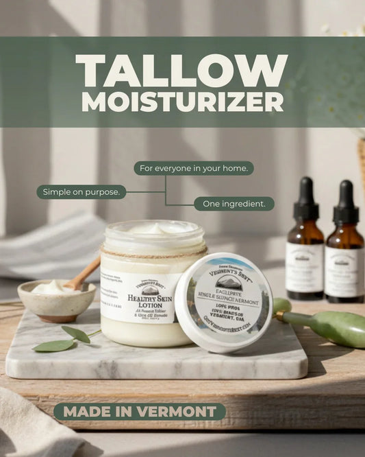 Grass-fed beef tallow moisturizer 2oz jar – unscented natural face and body cream by Vermont's Best
