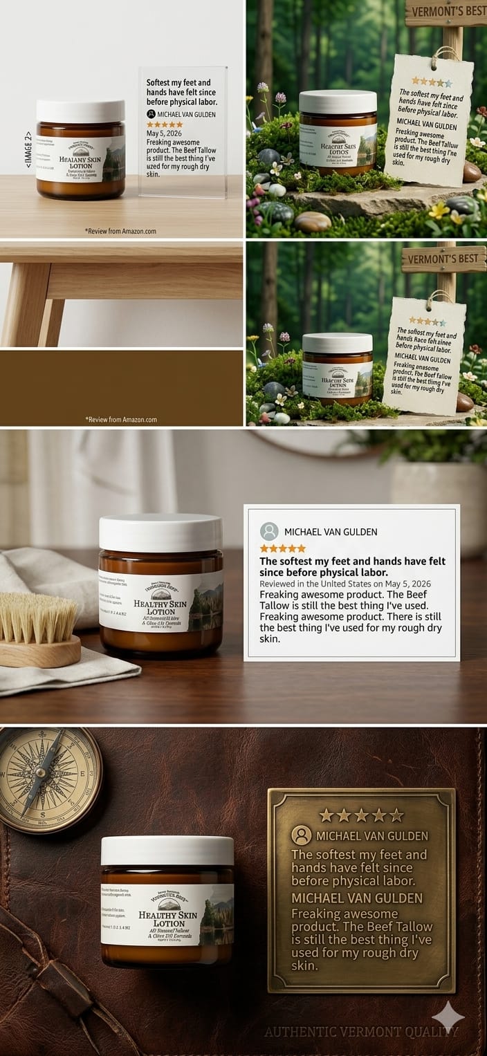 Grass-Fed Beef Tallow Moisturizer for Dry & Sensitive Skin – Unscented Natural Face & Body Cream – 2oz